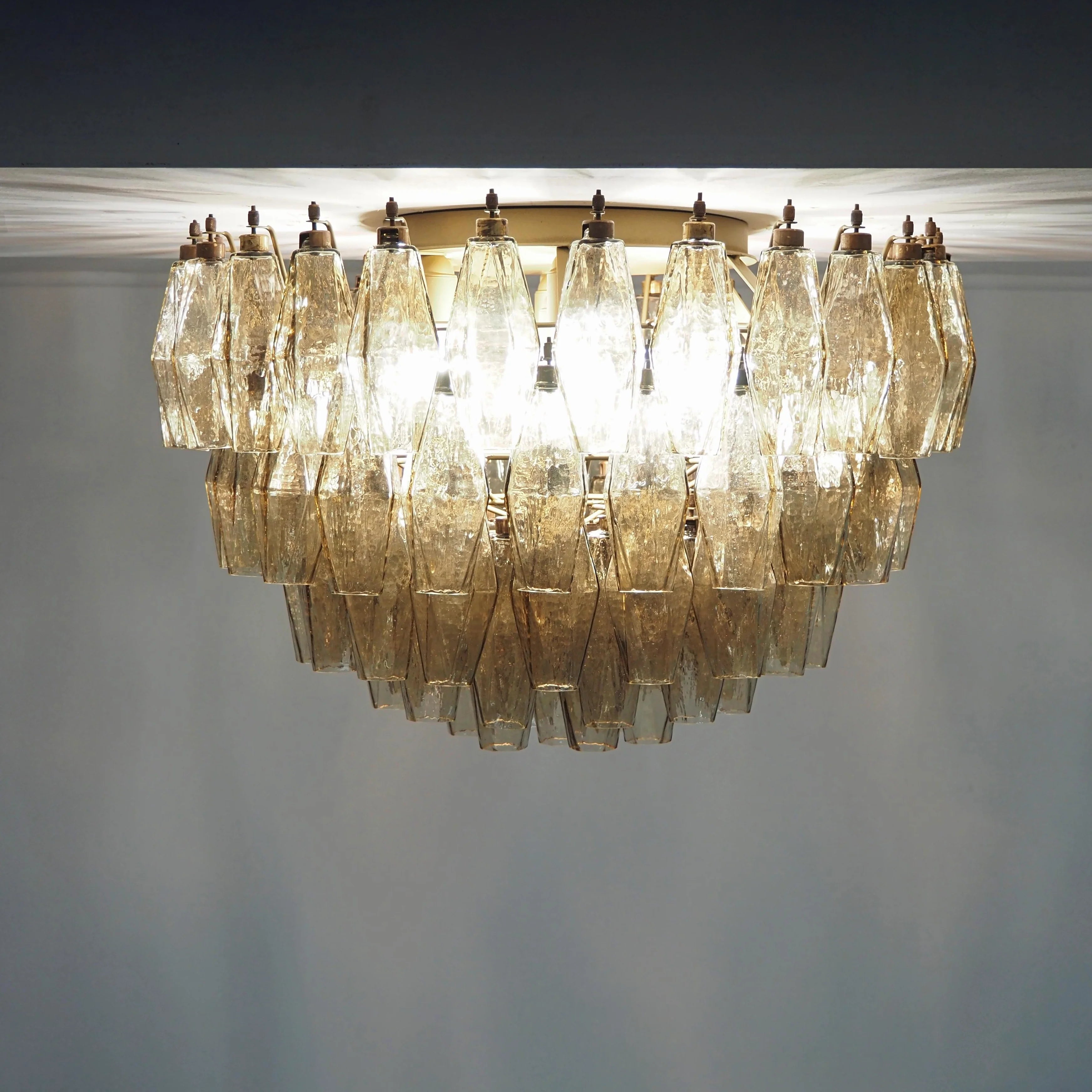 Murano Poliedri Smoked Ceiling Light
