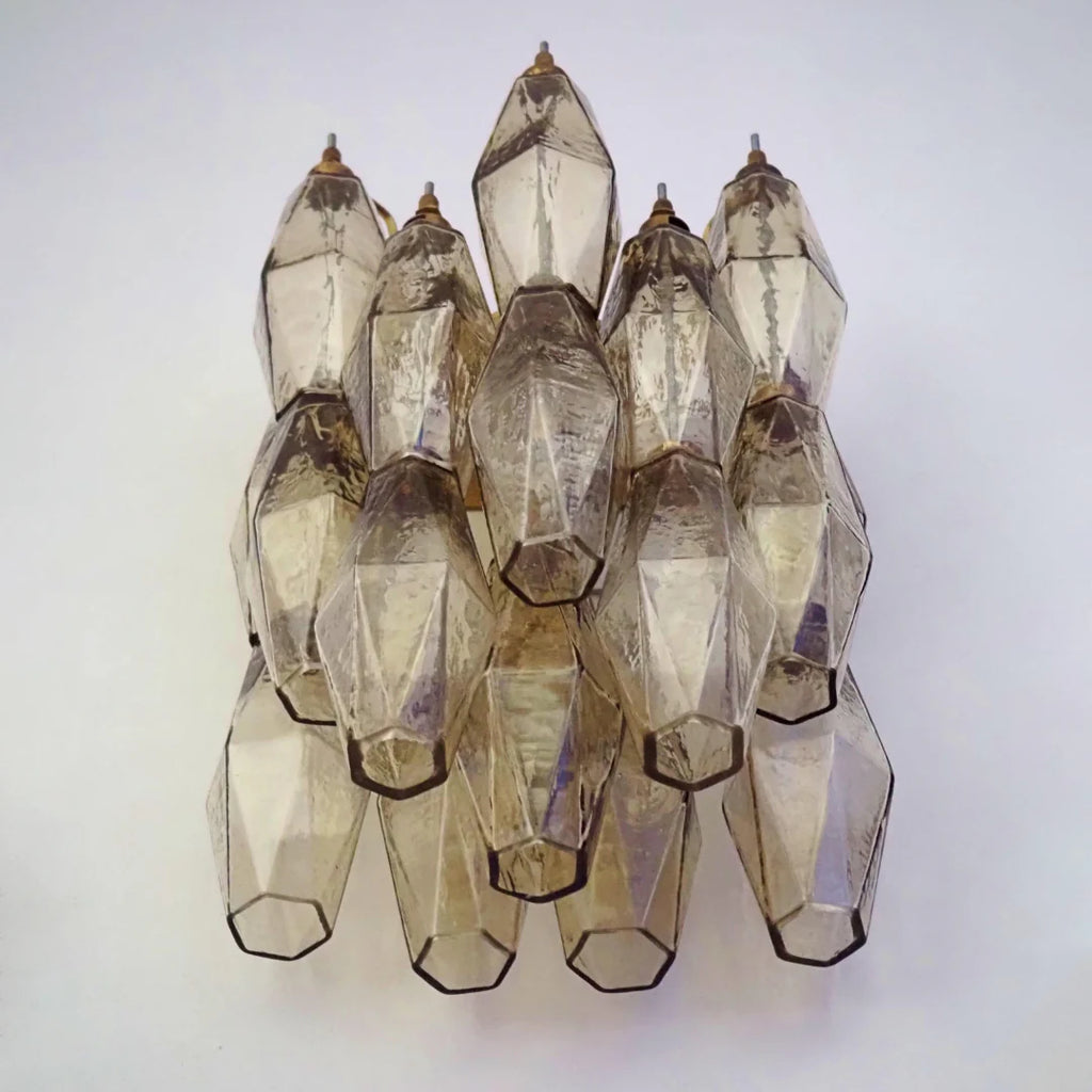 Polyhedral Smoked Hand-blown Glass Wall Lamp
