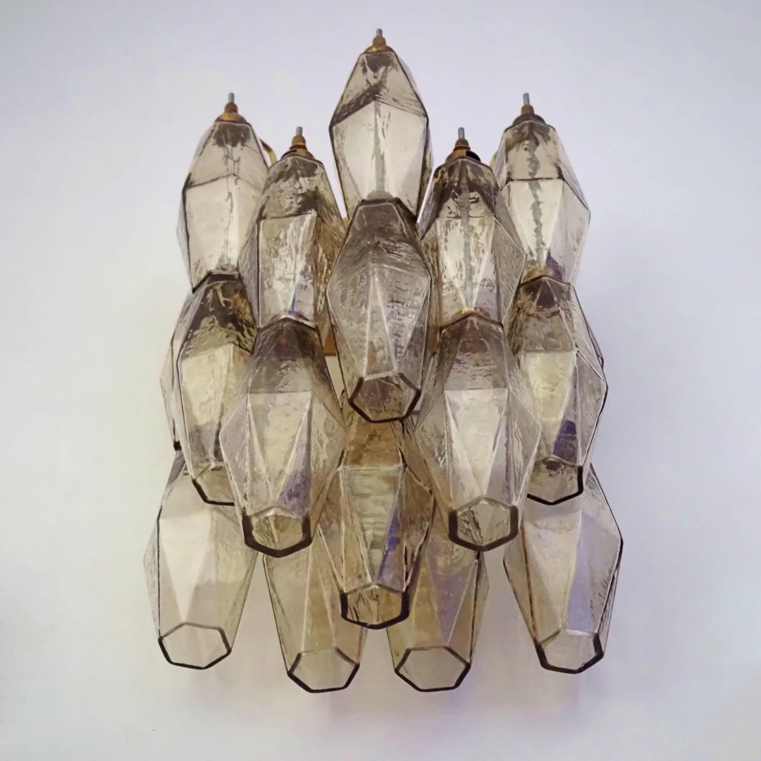 Polyhedral Smoked Hand-blown Glass Wall Lamp