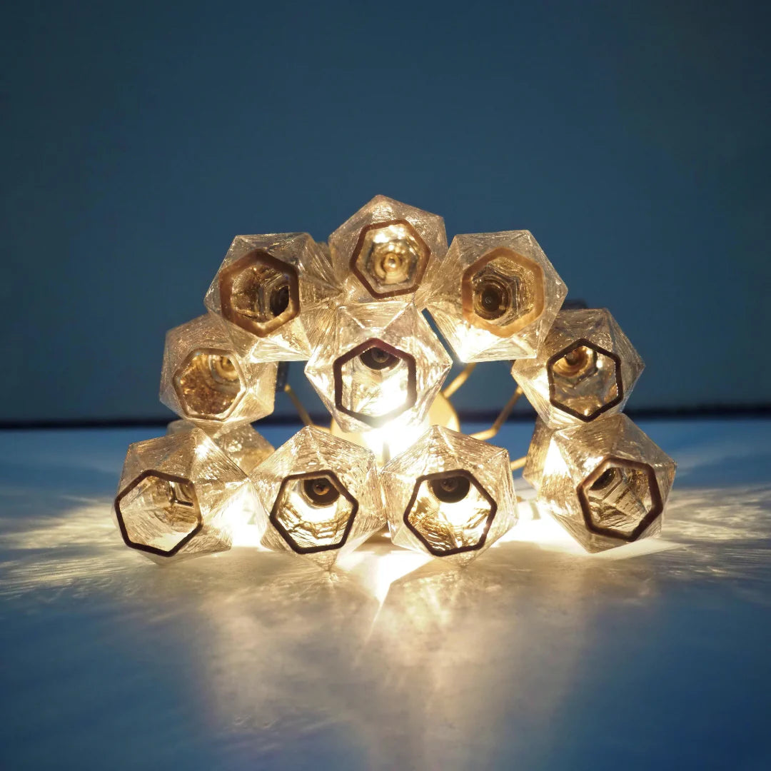 Polyhedral Smoked Hand-blown Glass Wall Lamp