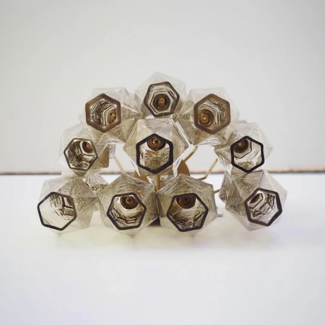 Polyhedral Smoked Hand-blown Glass Wall Lamp