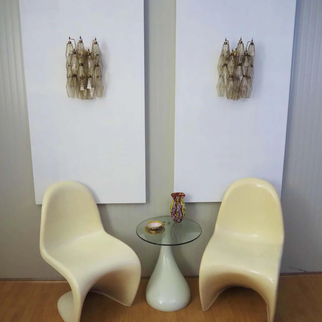 Polyhedral Smoked Hand-blown Glass Wall Lamp