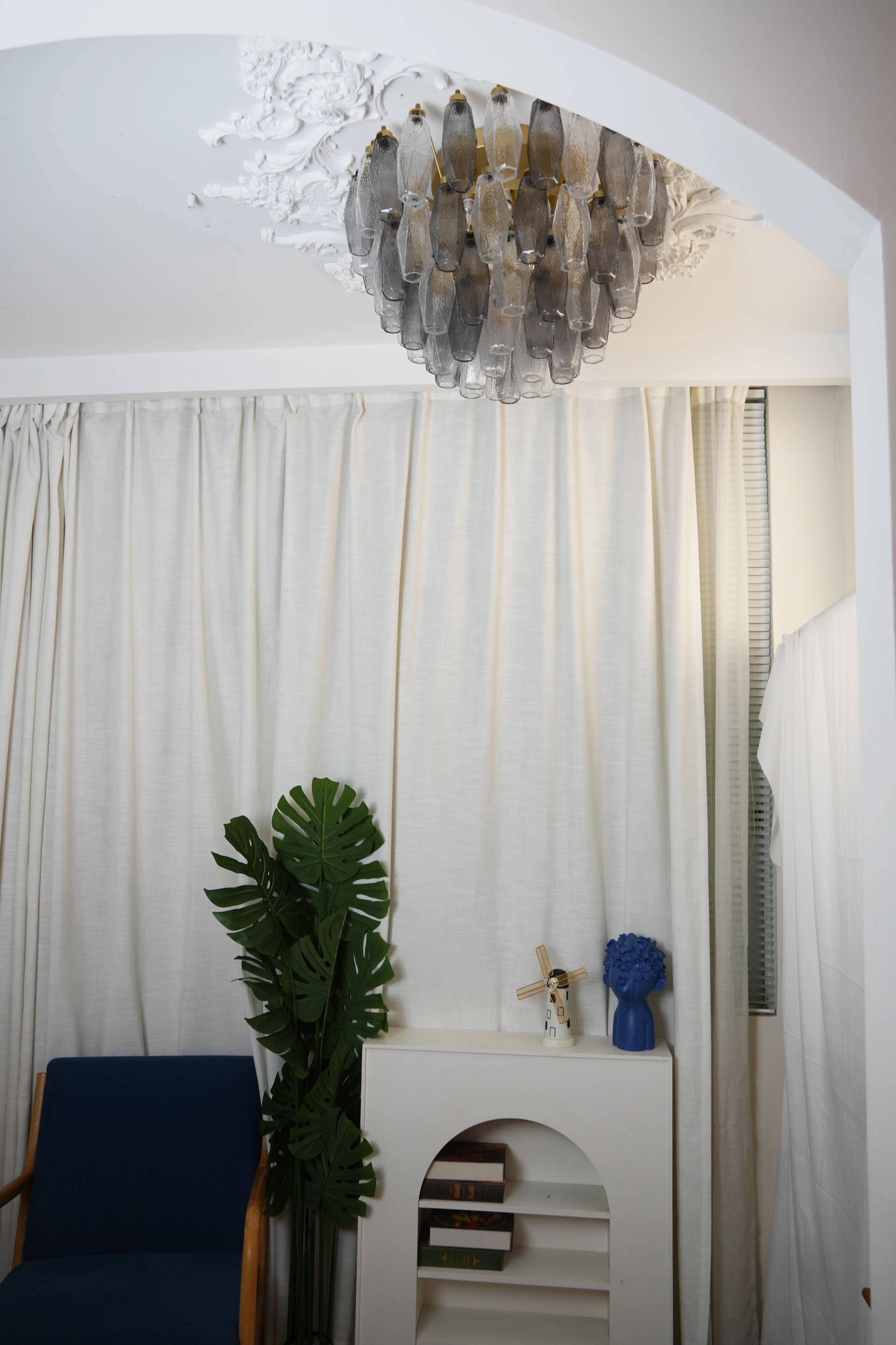 Murano Poliedri Transparent Smoked Ceiling Light