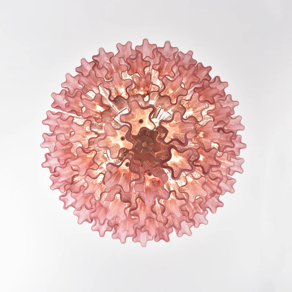 Murano Red Glass Tubes Chandelier