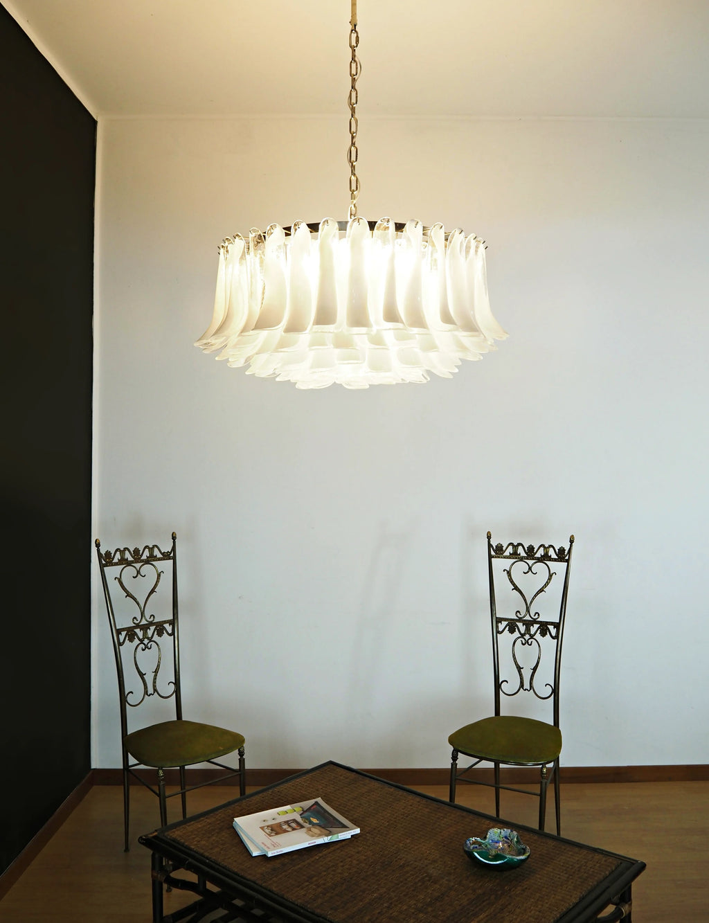 Murano Transparent Glass Petal Chandelier