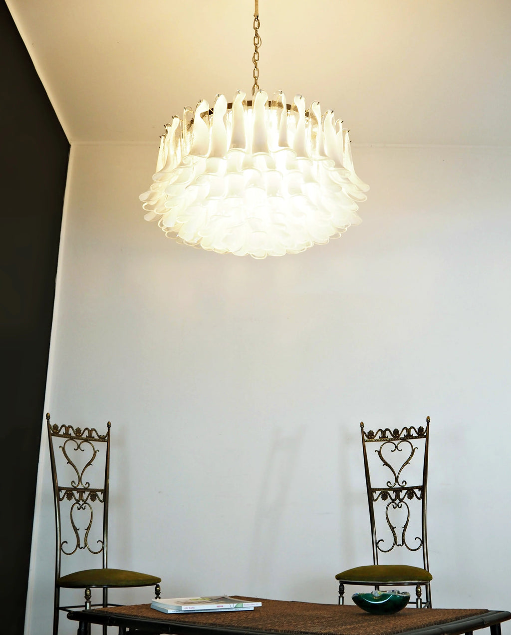 Murano Transparent Glass Petal Chandelier