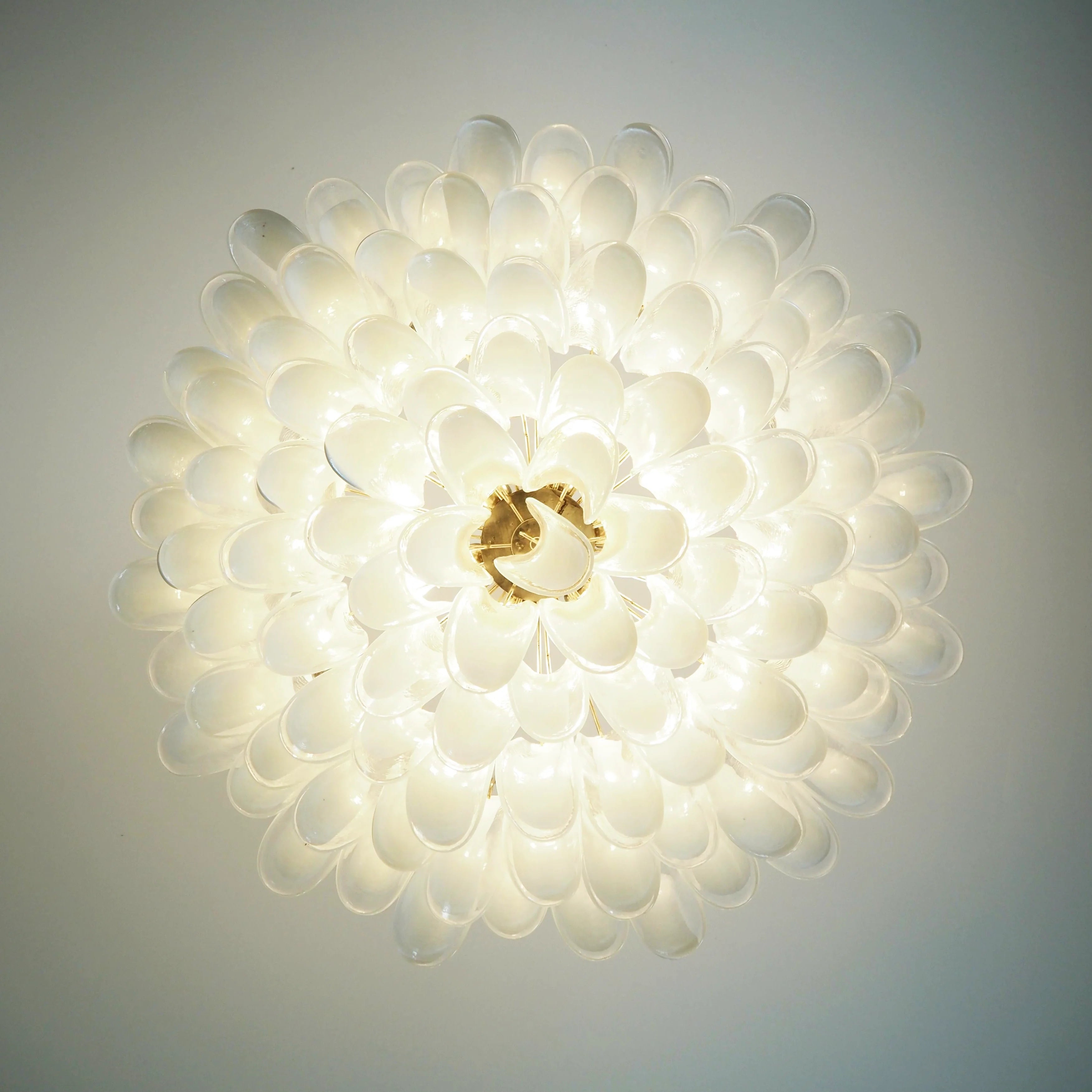 Murano Transparent Glass Petal Chandelier