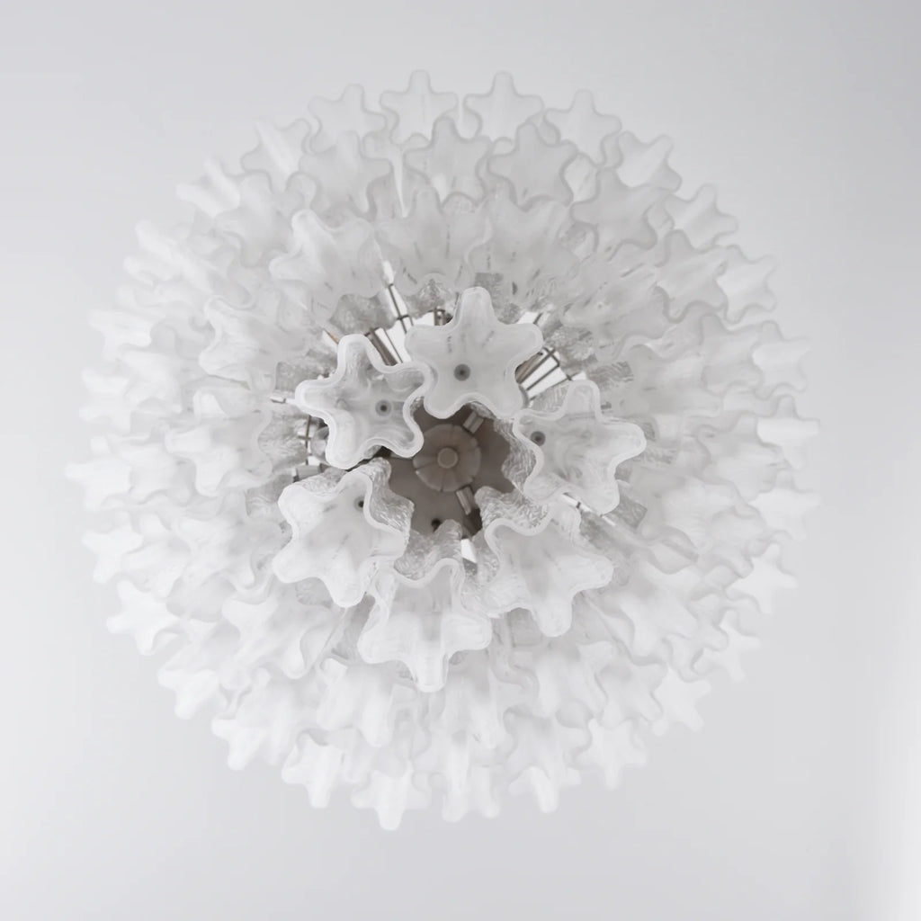 Murano White Glass Tubes Chandelier
