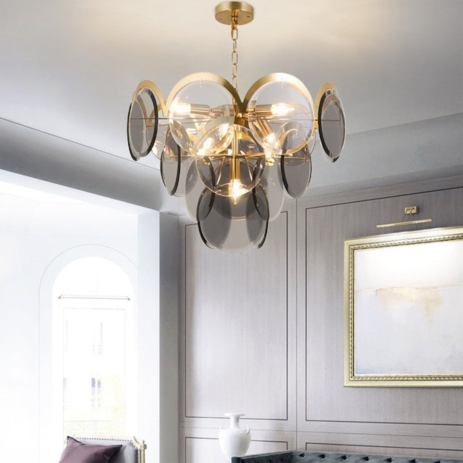 Murano Wrought Iron Glass Chandelier