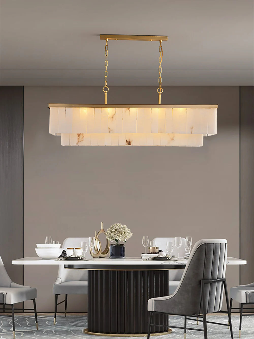 Natural Alabaster Dining Room Chandelier