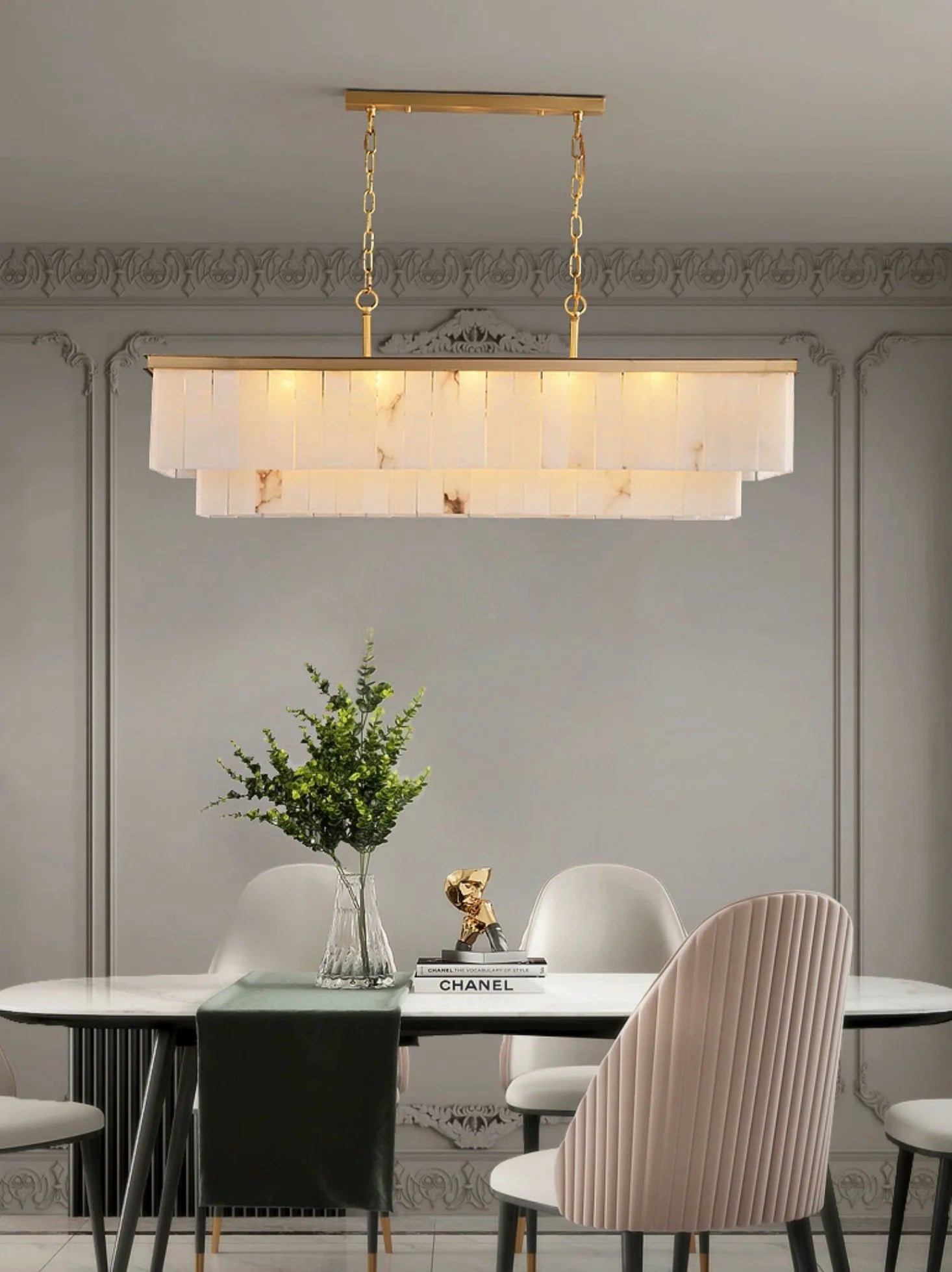 Natural Alabaster Dining Room Chandelier