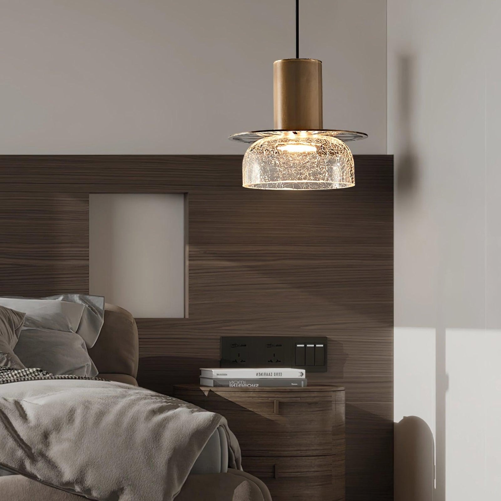 Nordic Gold Crackle Glass Pendant Light