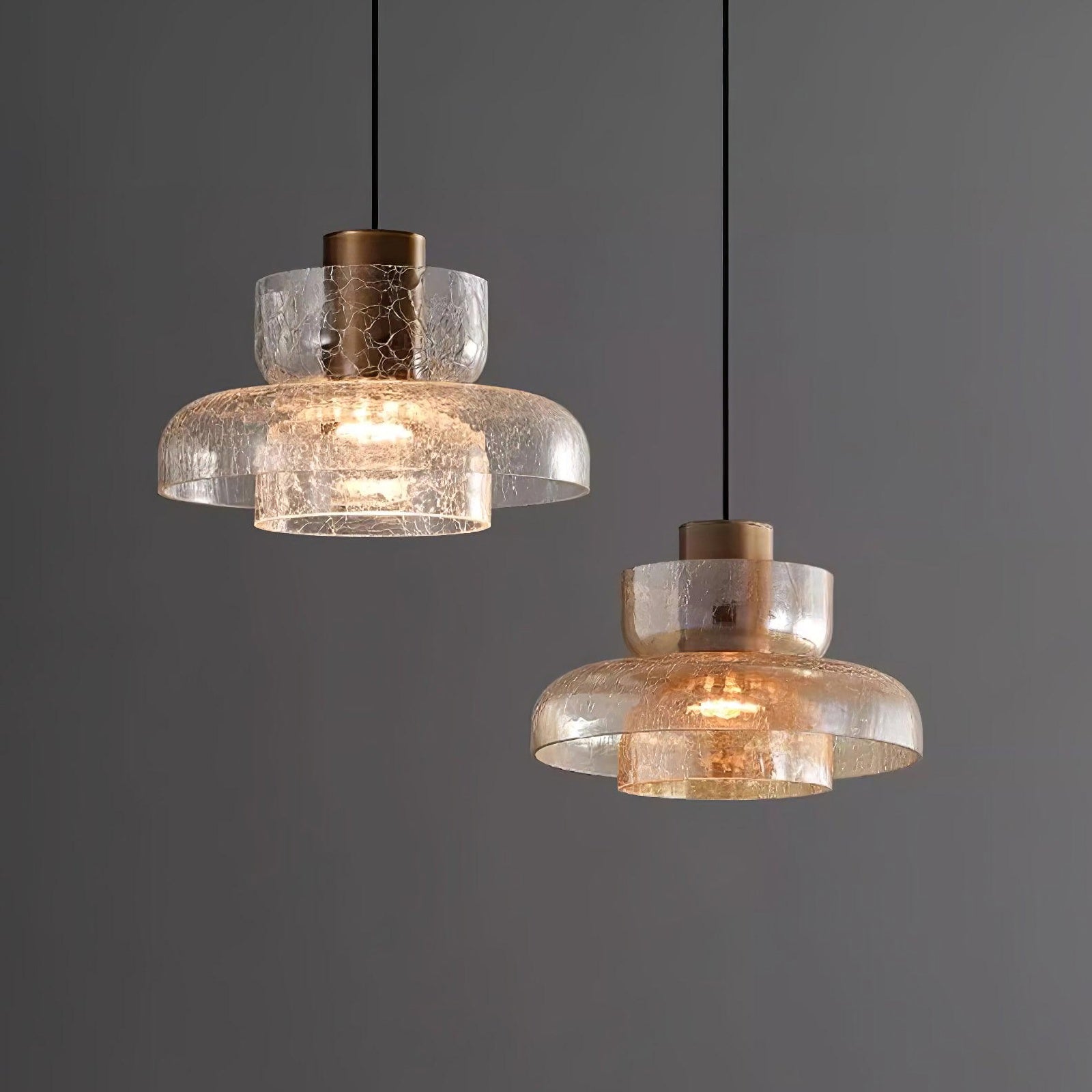 Nordic Gold Crackle Glass Pendant Light