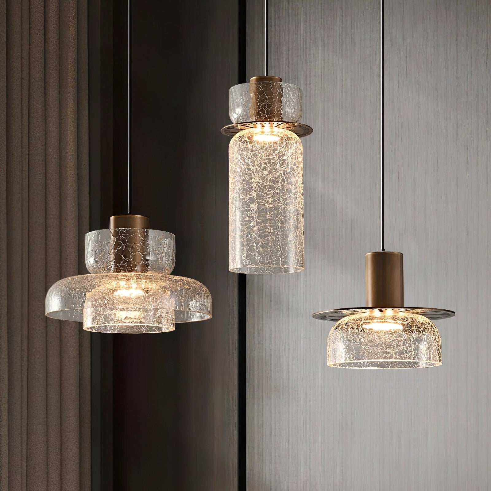 Nordic Gold Crackle Glass Pendant Light