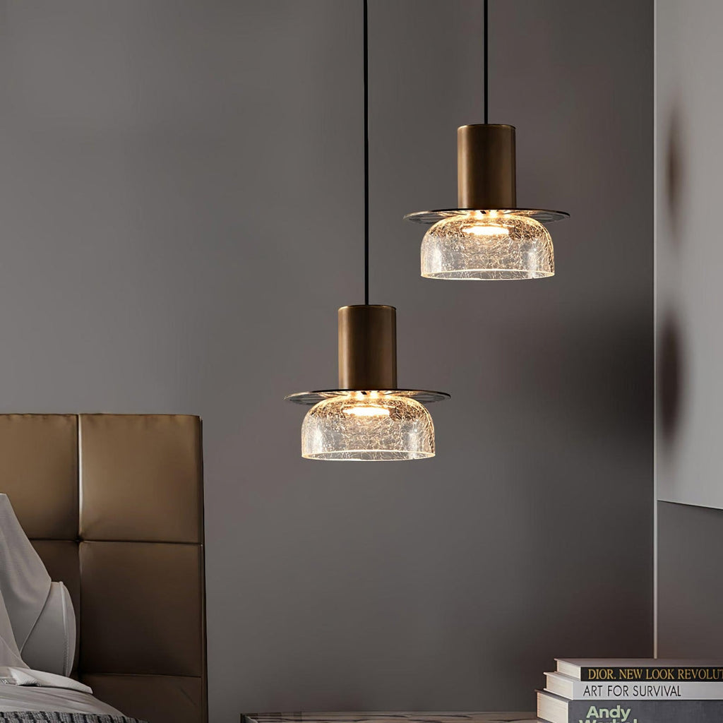 Nordic Gold Crackle Glass Pendant Light