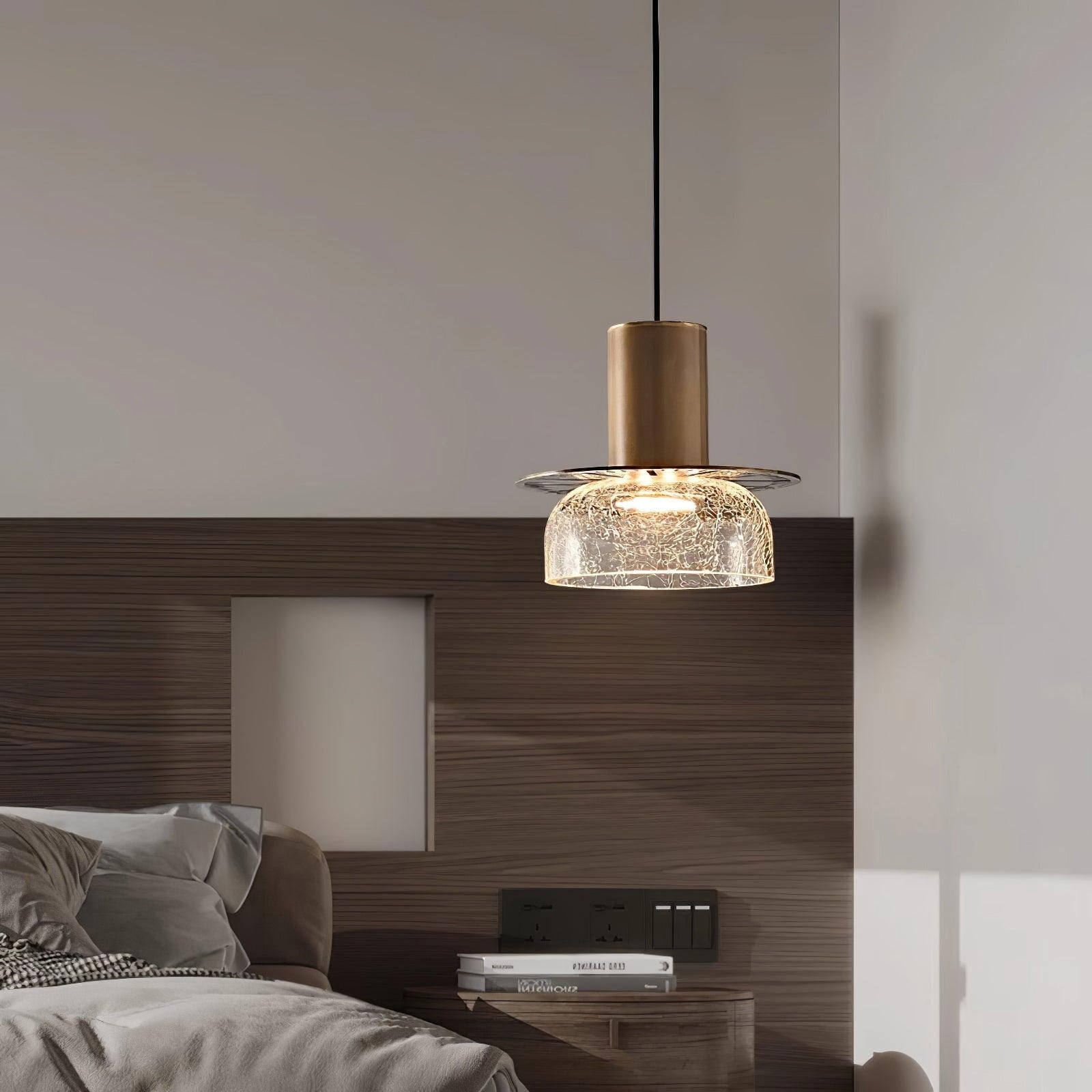 Nordic Gold Crackle Glass Pendant Light