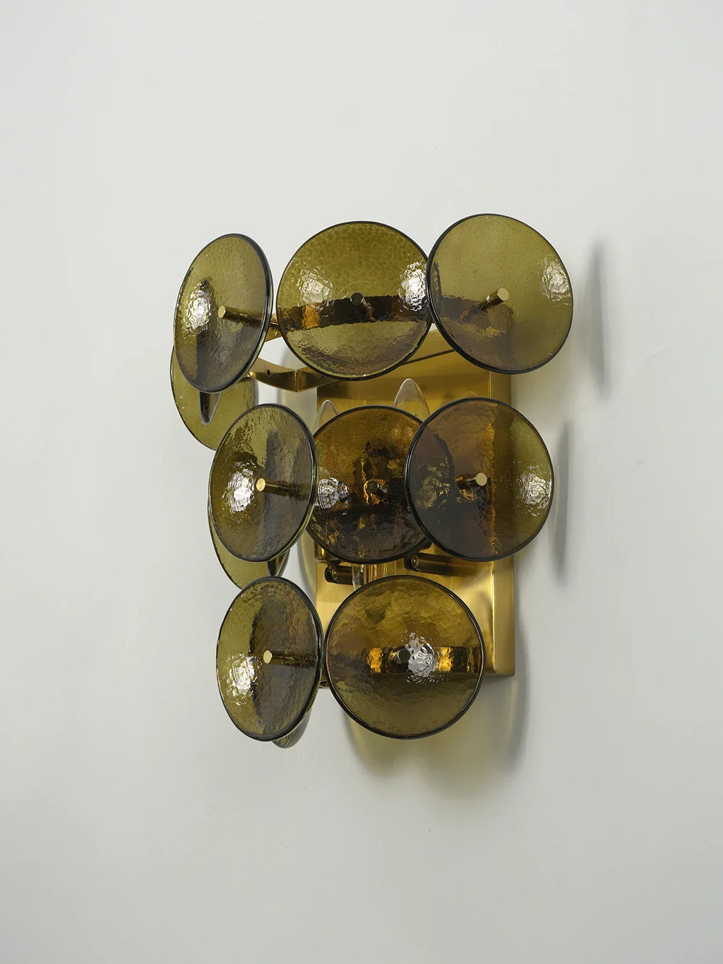 Olive Green Disc Glass Wall Lamp