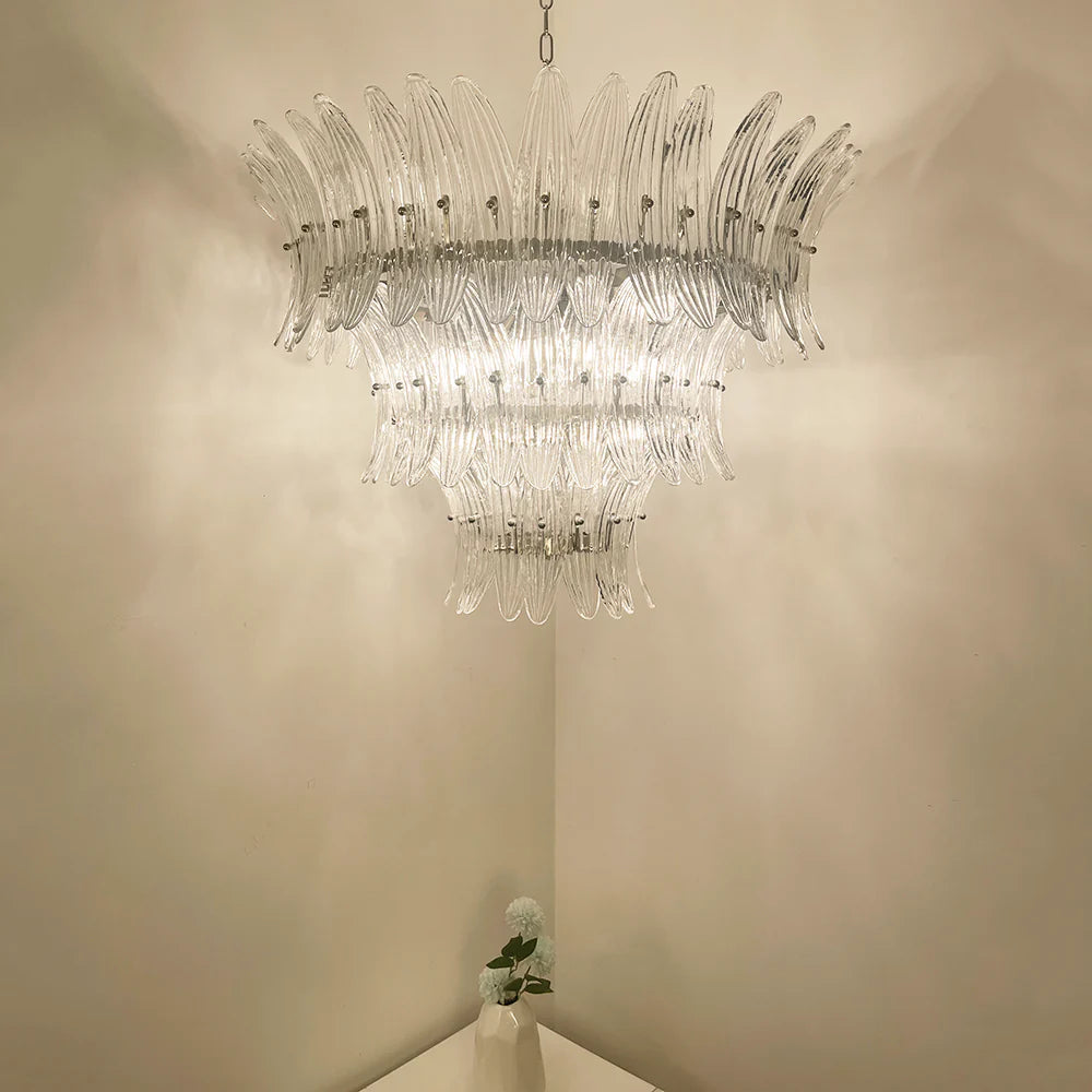 Palm Leaves Transparent Glass Chandelier