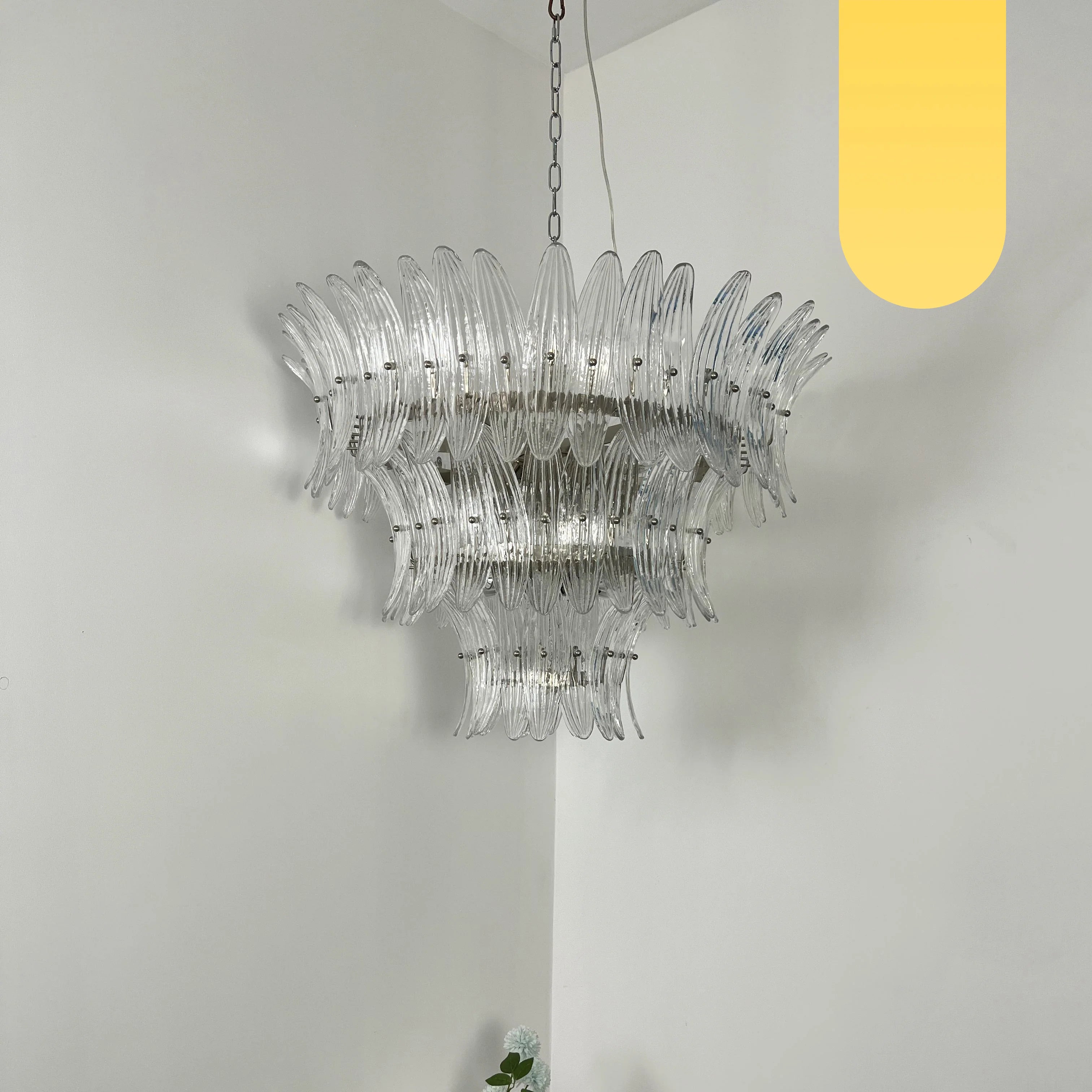 Palm Leaves Transparent Glass Chandelier