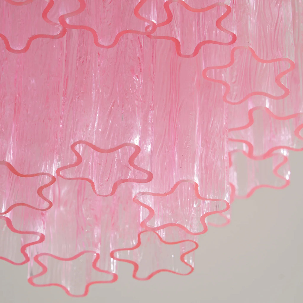 Pink Glass Tubes Murano Ceiling Lamp