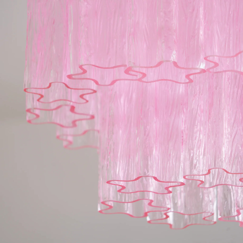 Pink Glass Tubes Murano Ceiling Lamp