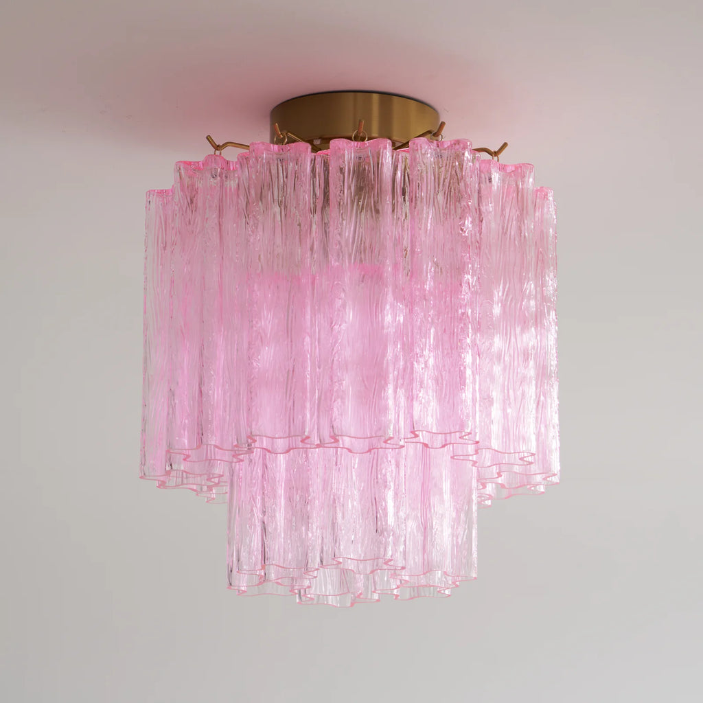 Pink Glass Tubes Murano Ceiling Lamp