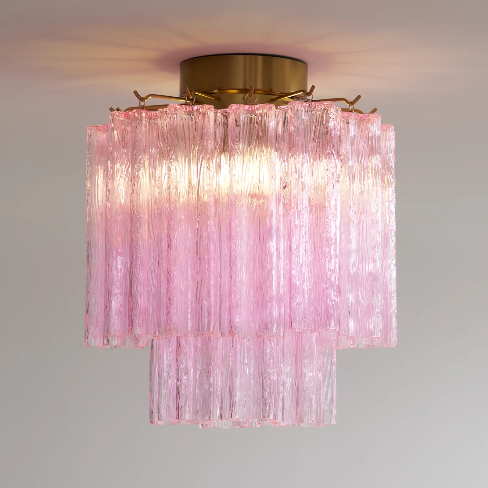 Pink Glass Tubes Murano Ceiling Lamp