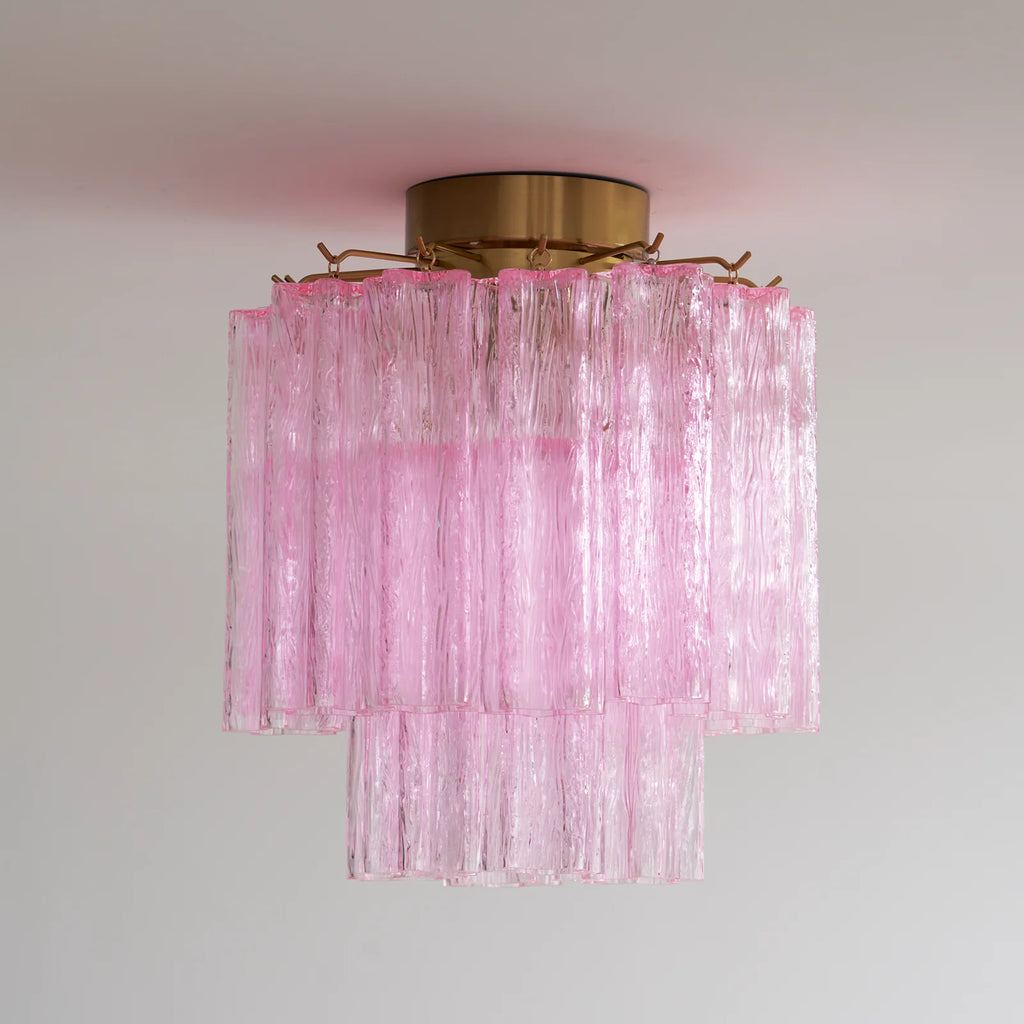Pink Glass Tubes Murano Ceiling Lamp