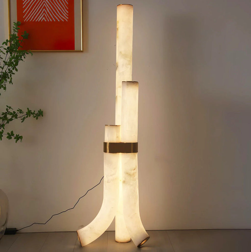 Modern Alabaster Piped Floor Lamp