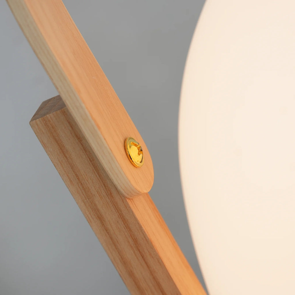 Portable Wood Lantern Glass Table Lamp