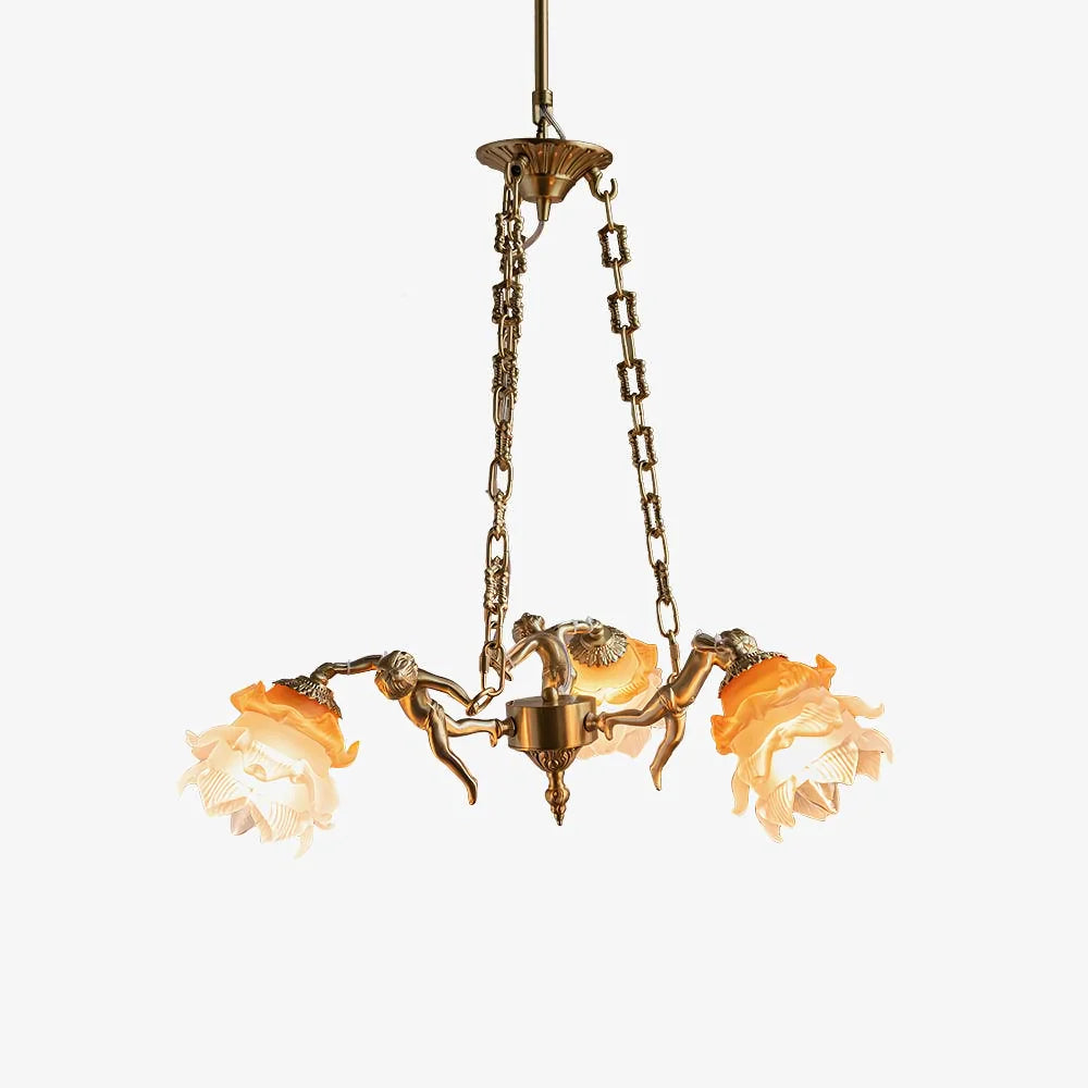 Putti Statuettes Brass Suspension