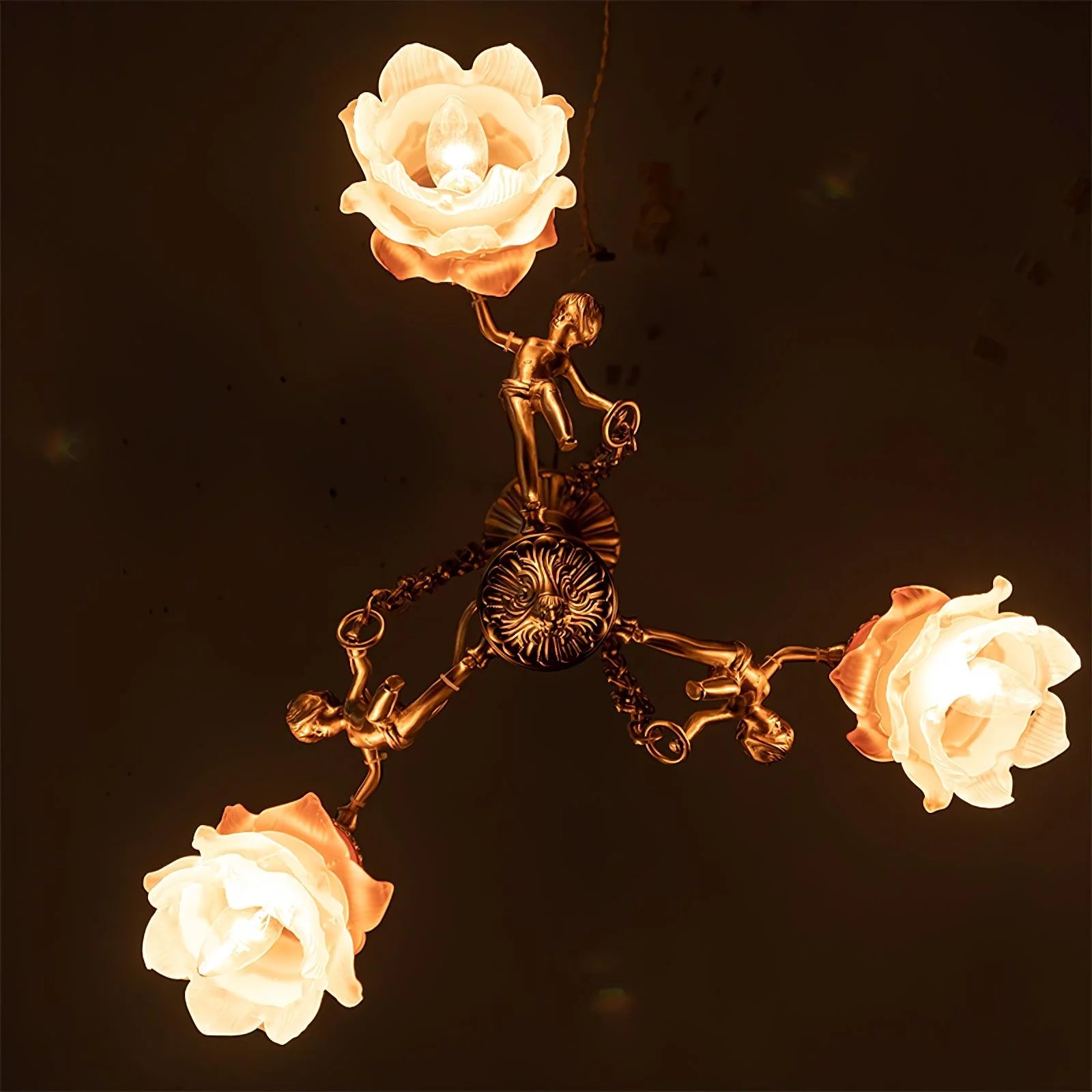 Putti Statuettes Brass Suspension