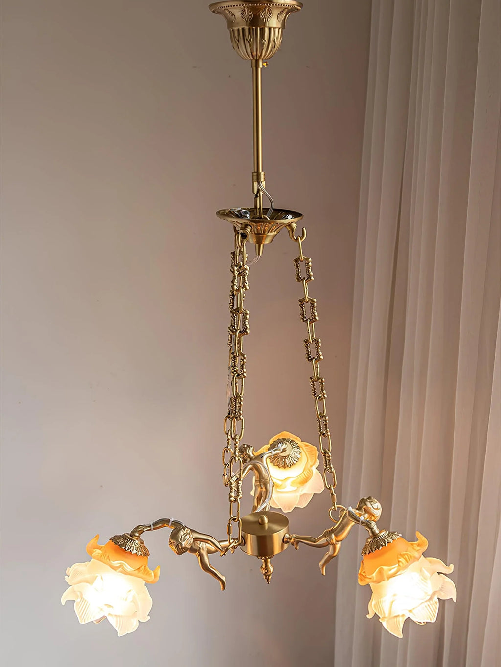 Putti Statuettes Brass Suspension