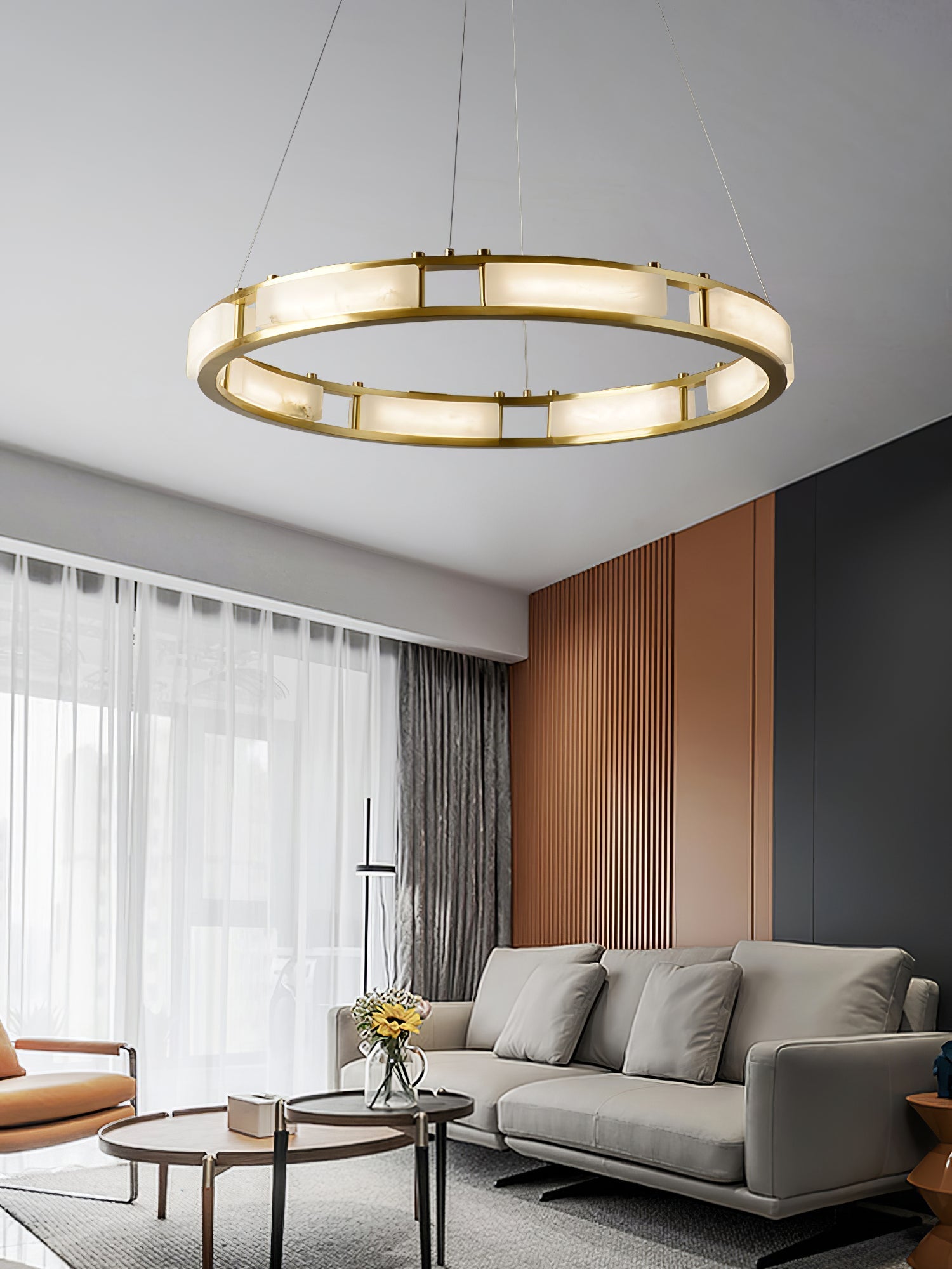 Round Qatar Alabaster Chandelier