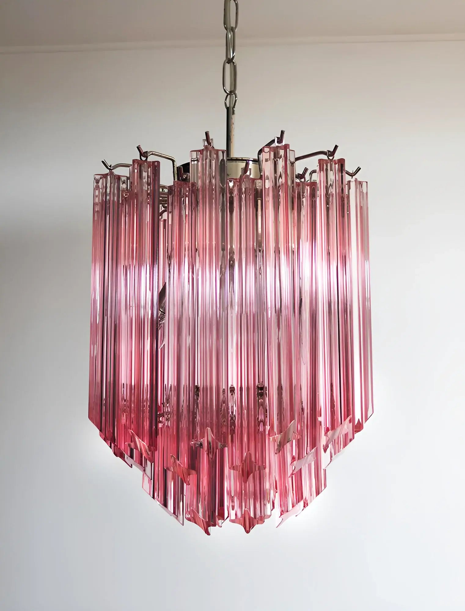 Quadriedri Murano Prisms Pink Chandelier