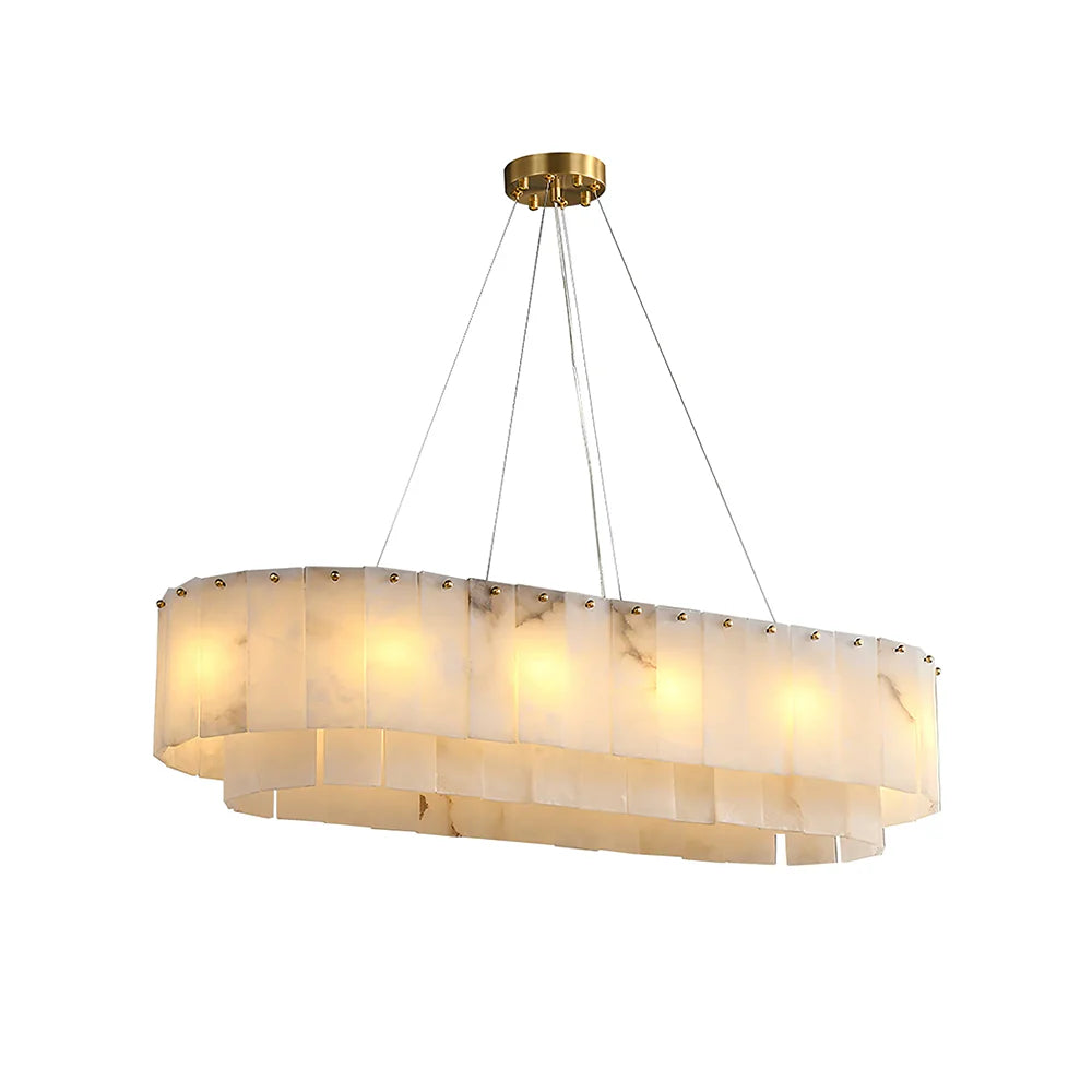 Rectangular Linear Alabaster Chandelier