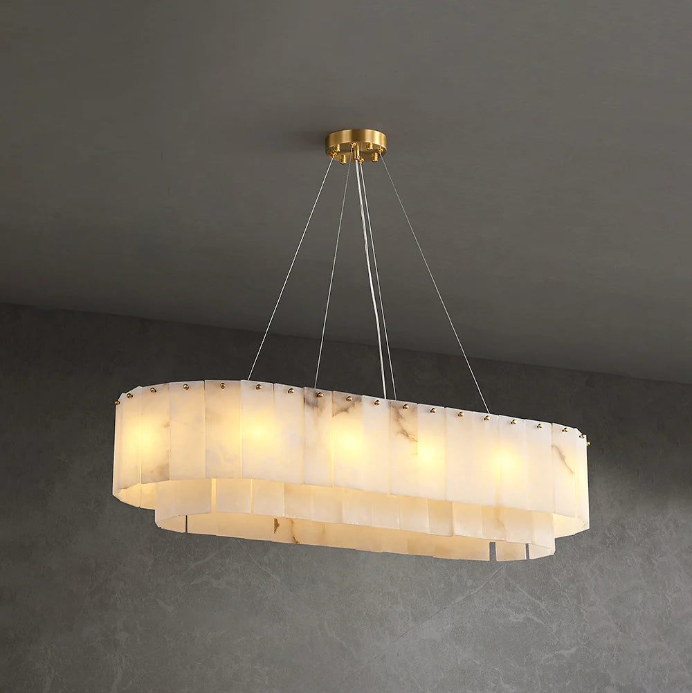 Rectangular Linear Alabaster Chandelier