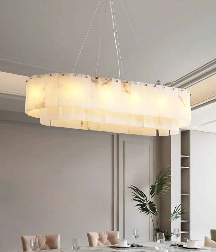 Rectangular Linear Alabaster Chandelier