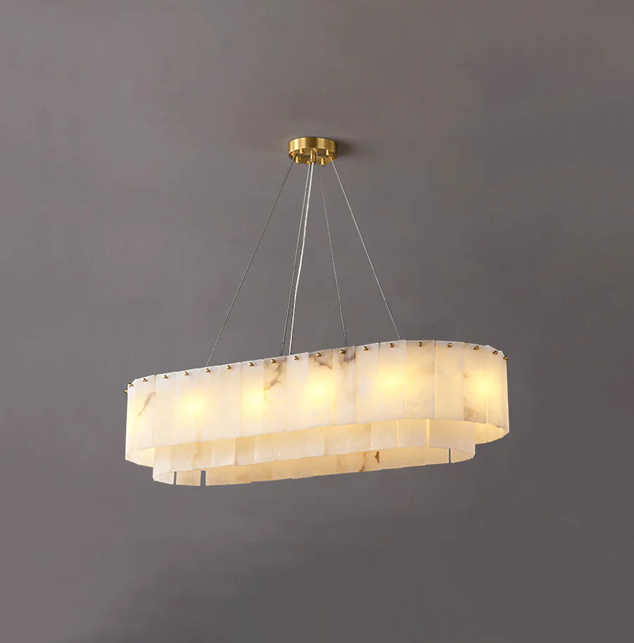 Rectangular Linear Alabaster Chandelier