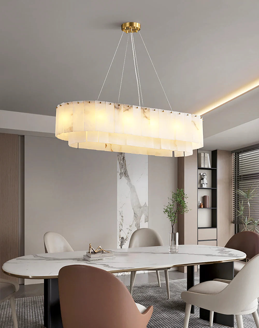 Rectangular Linear Alabaster Chandelier