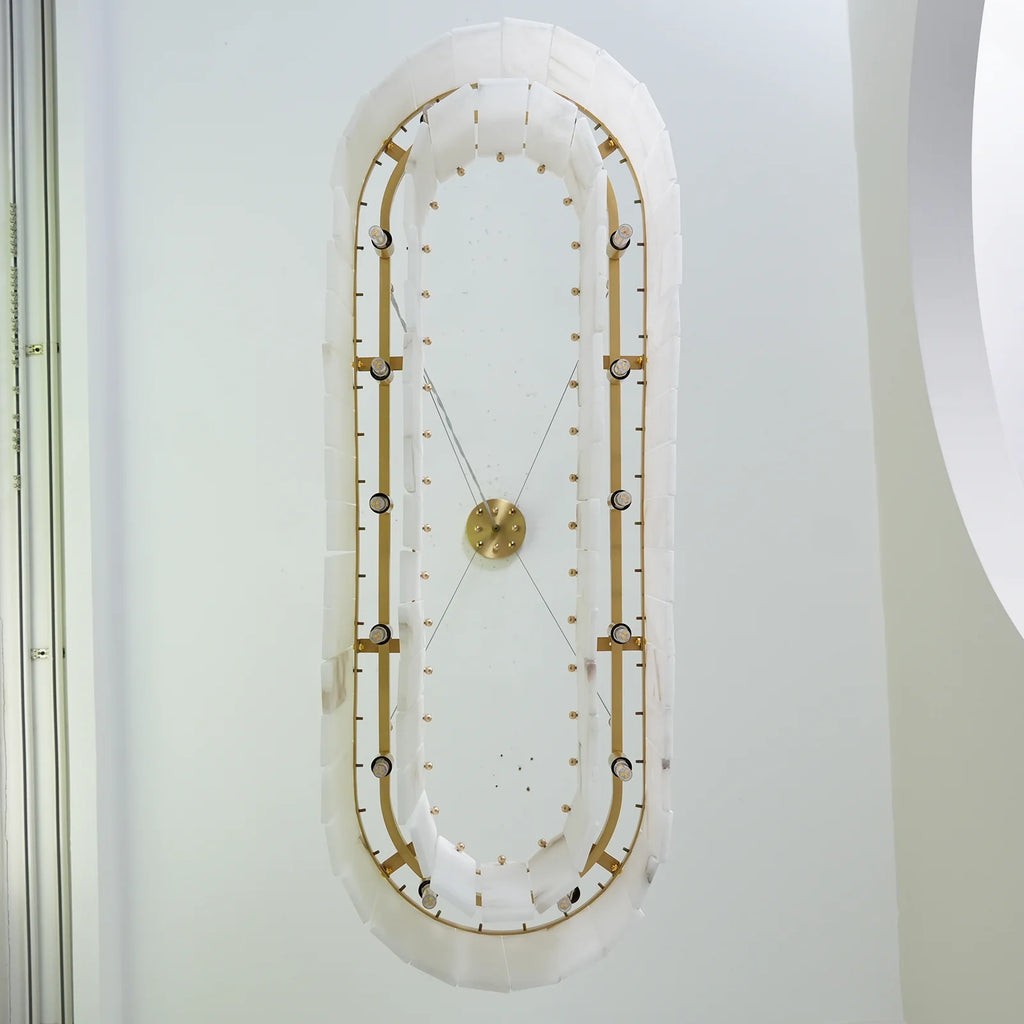 Rectangular Linear Alabaster Chandelier