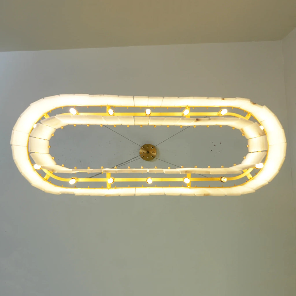 Rectangular Linear Alabaster Chandelier