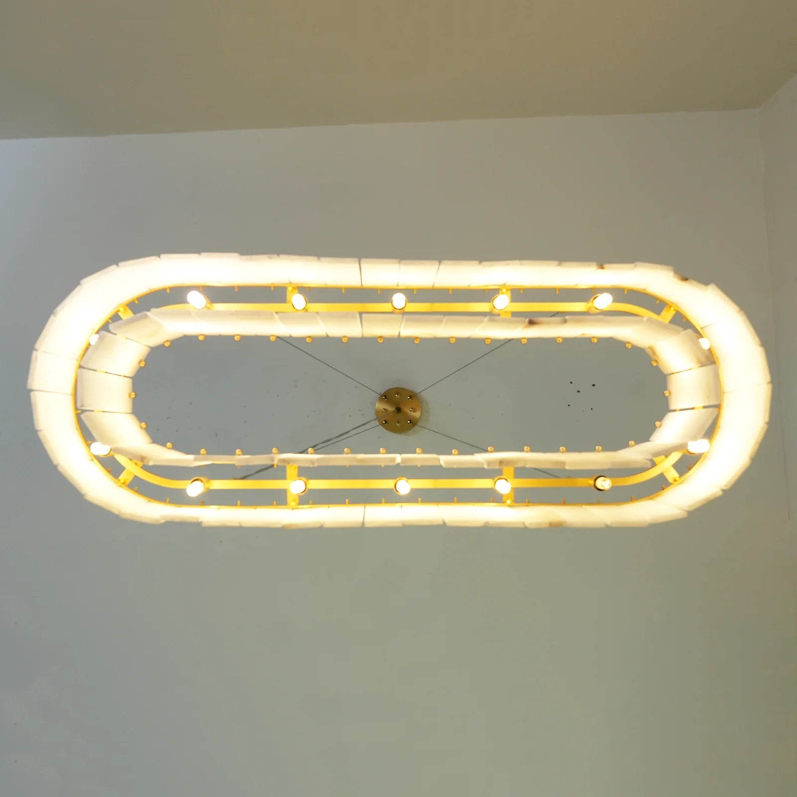 Rectangular Linear Alabaster Chandelier