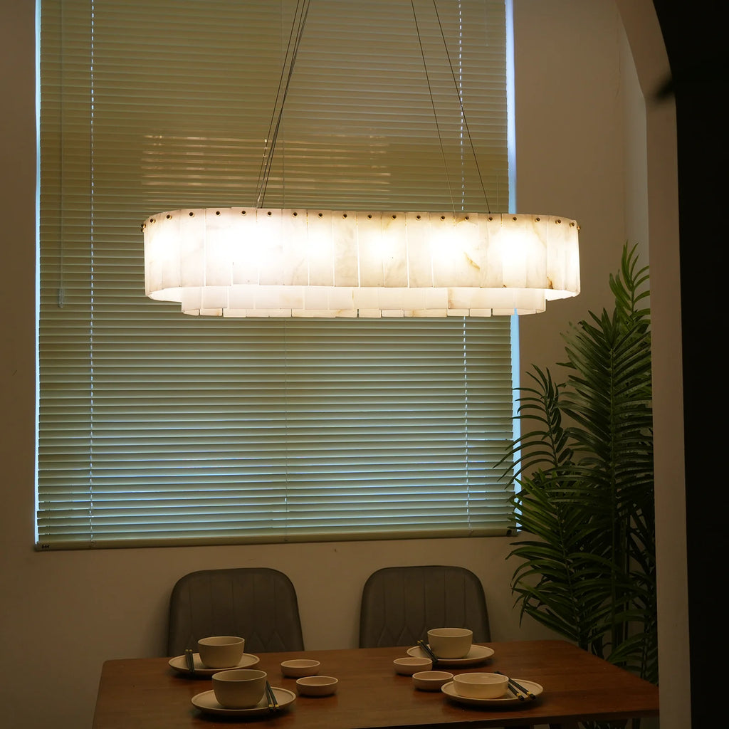 Rectangular Linear Alabaster Chandelier
