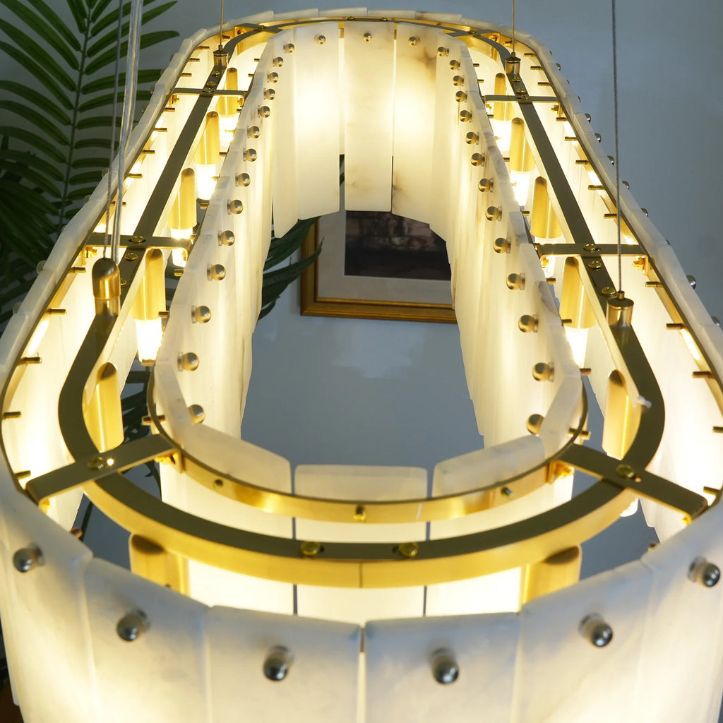 Rectangular Linear Alabaster Chandelier
