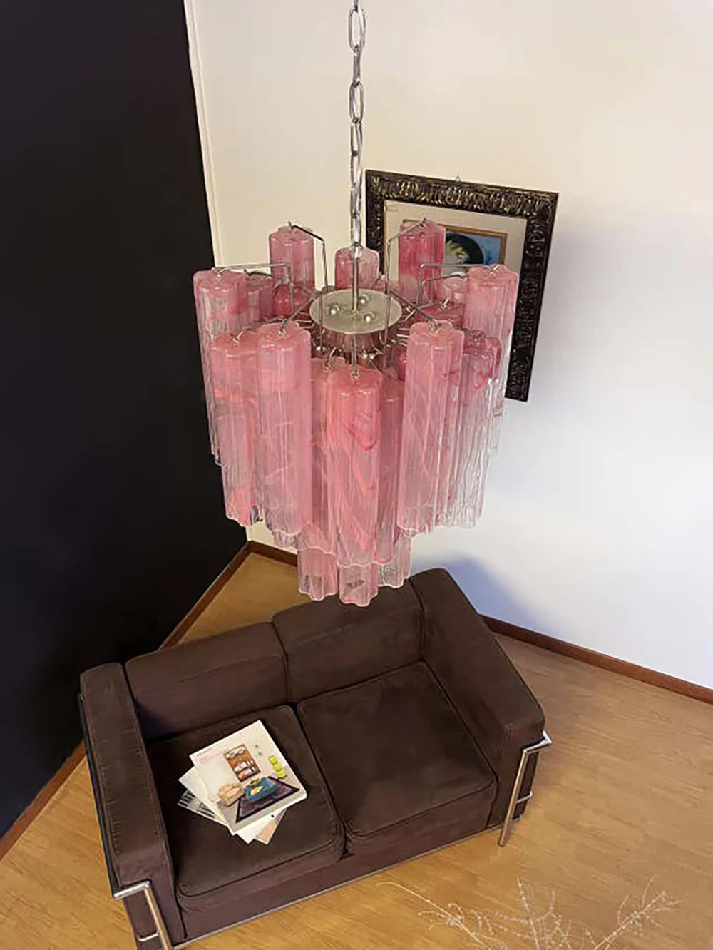 Red Cloud-Patterned Glass Chandelier