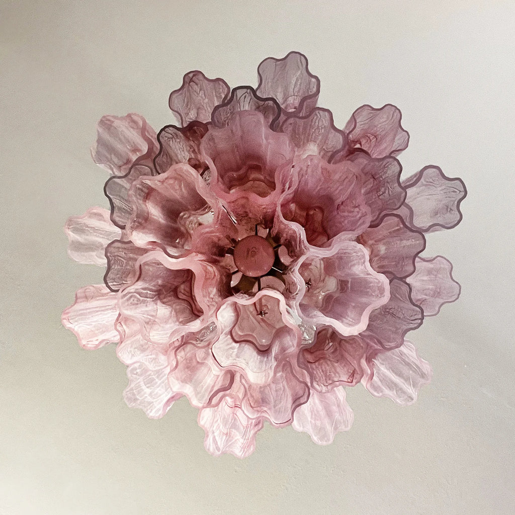 Red Cloud-Patterned Glass Chandelier