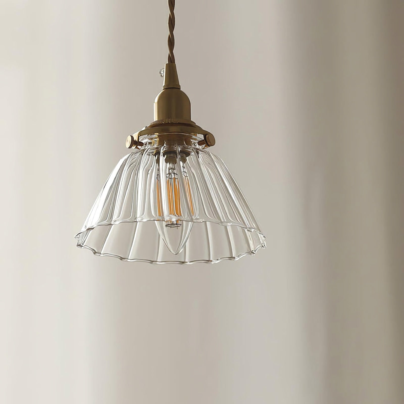 Retro Ribbed Glass Pendant Light