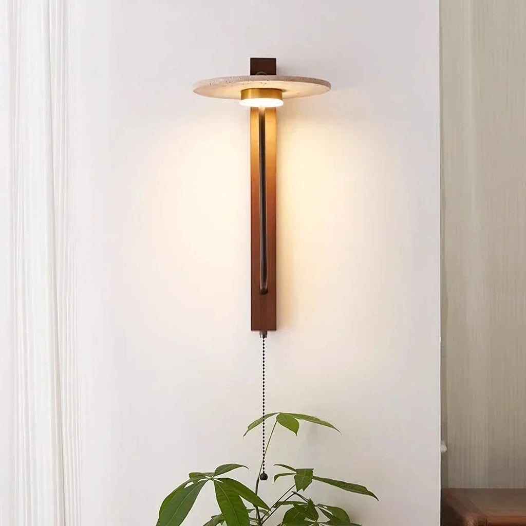French Yellow Travertine Wall Lamp