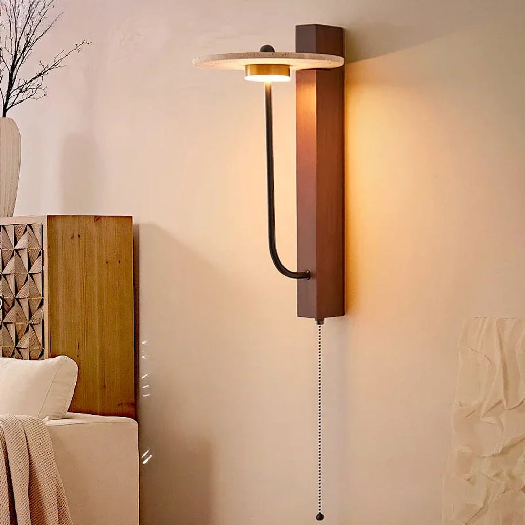 French Yellow Travertine Wall Lamp